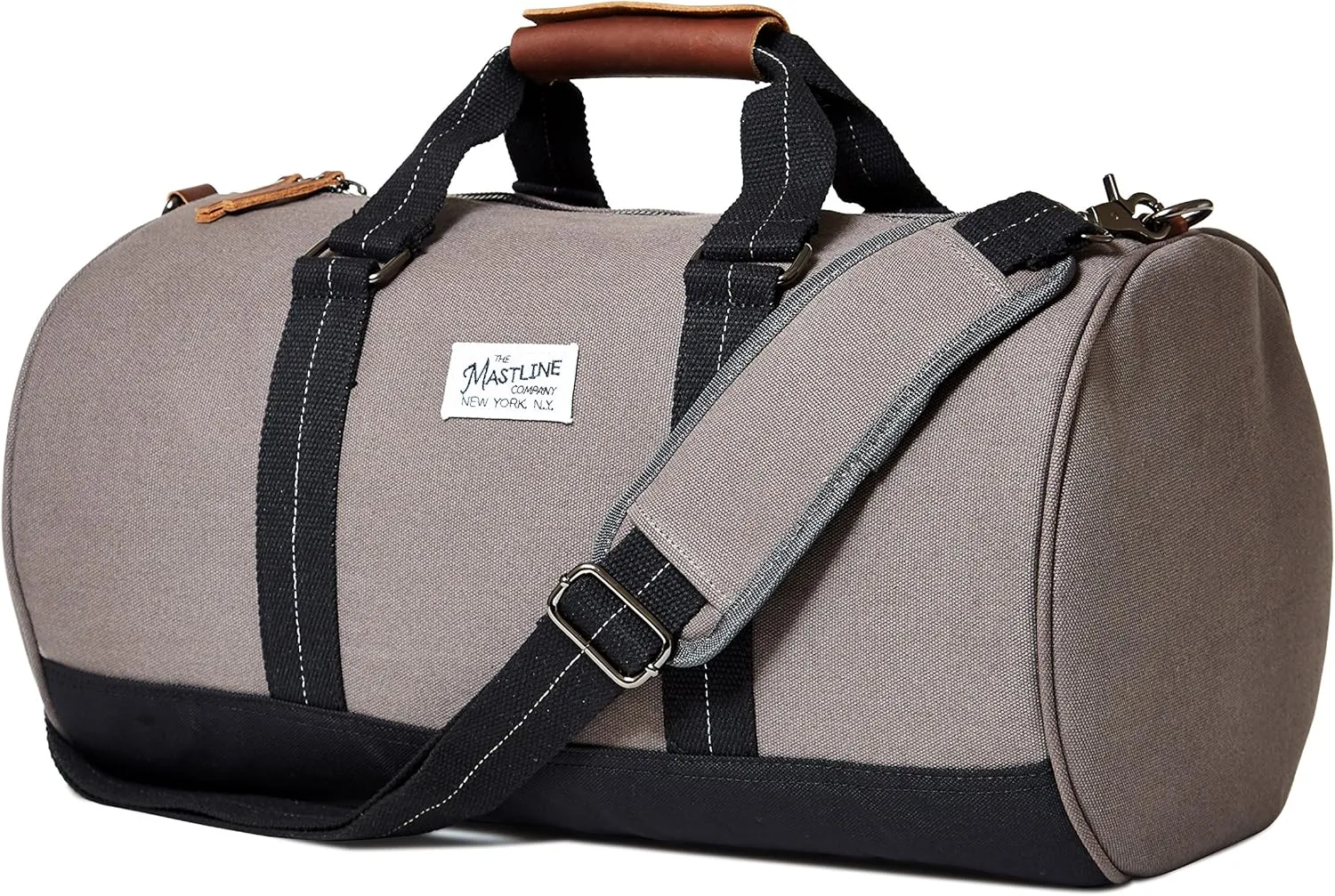 | Hudson Barrel Duffel Travel Bag | Canvas & Leather (Dark Grey) One_Size