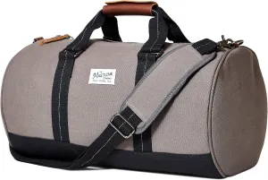 | Hudson Barrel Duffel Travel Bag | Canvas & Leather (Dark Grey) One_Size