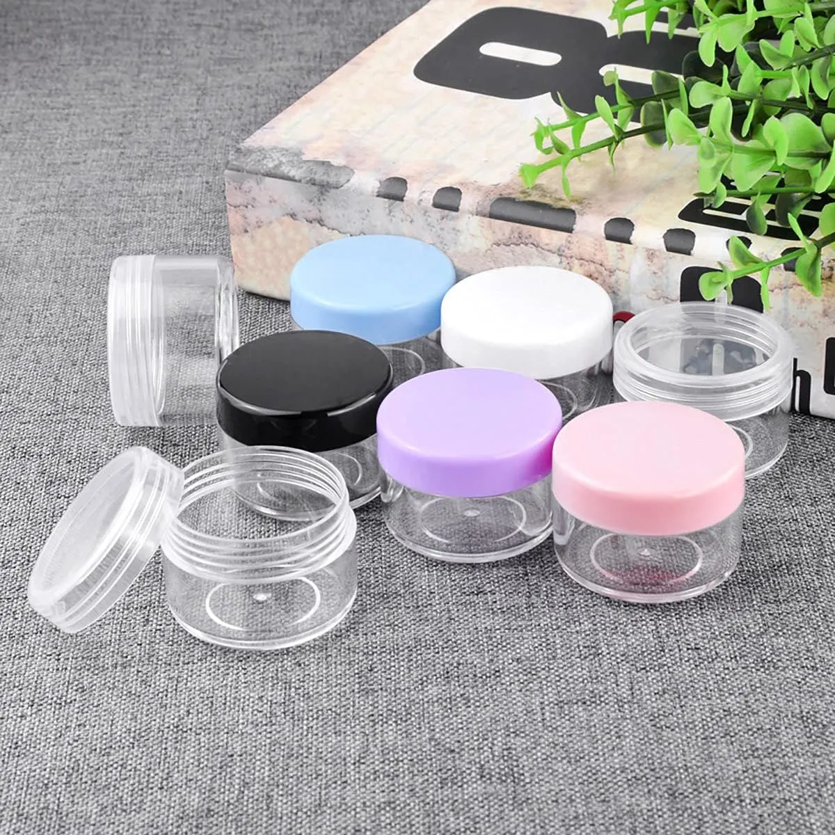 10 Pcs 10g Plastic Empty Cosmetic Container, Round Clear Pot Jars Portable Refillable Empty Containers for Makeup Eye Shadows Lotions Lip Balms Toners Creams Ointments,Black
