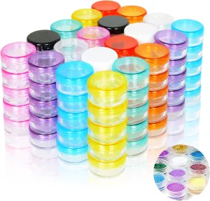 100Pcs 5G Sample Container, Empty Round Cosmetic Containers with Lid Plastic Container Pot Jars for Creams Nail Polish Lip Balm Lip Gloss Make-up Storage (10Color) (5G-100PCS)