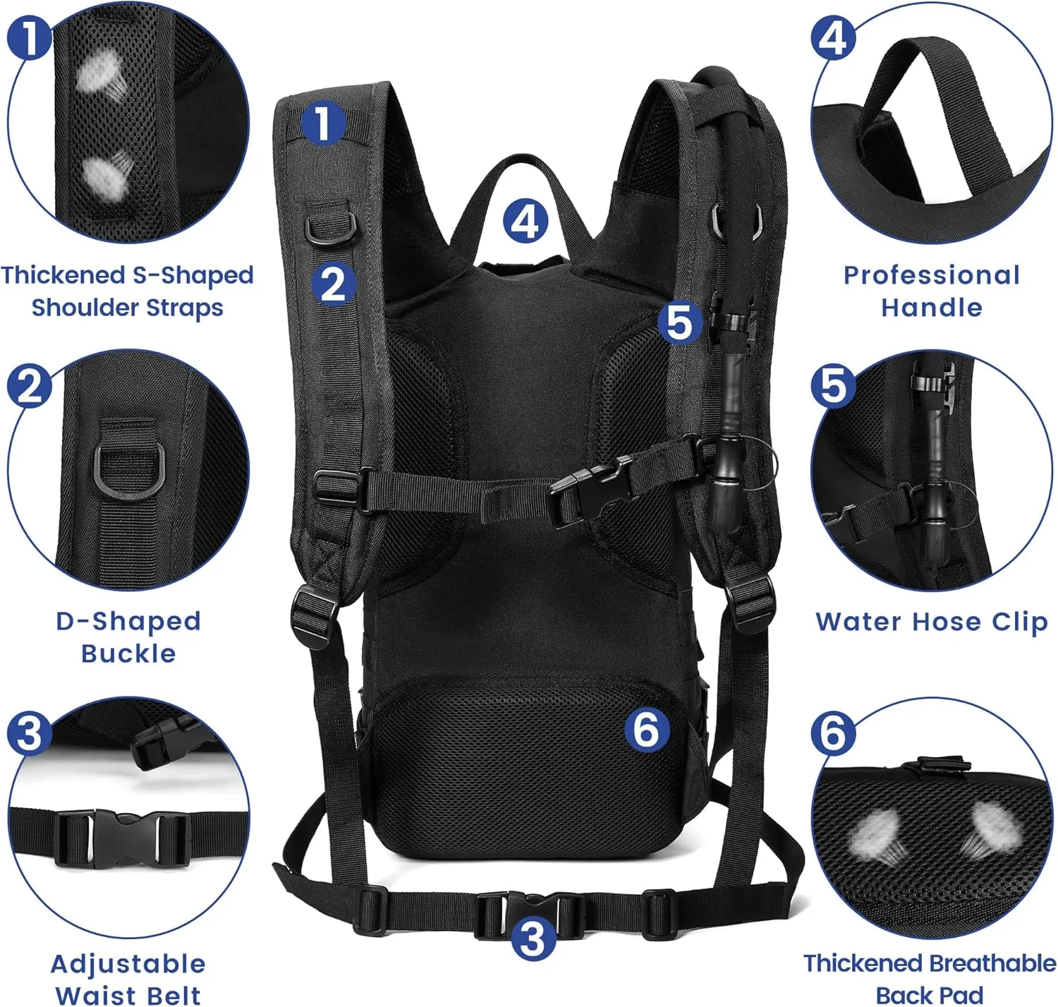1050D Tactical Hydration Backpack with 3L Water Bladder, Military Molle Water Backpack for Men & Women, Hydration Pack for Hiking, Biking, Running, Climbing, Daily Use