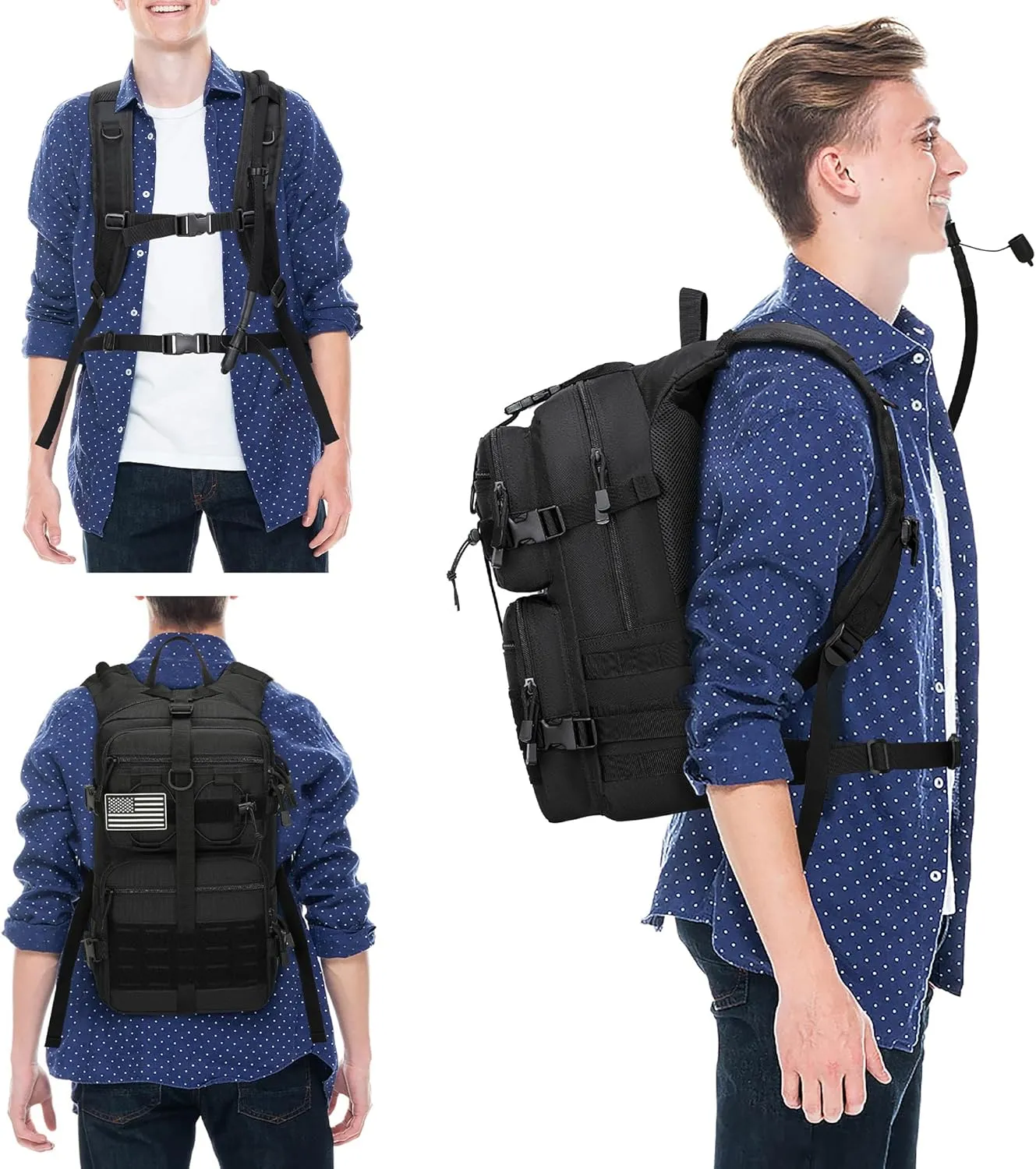 1050D Tactical Hydration Backpack with 3L Water Bladder, Military Molle Water Backpack for Men & Women, Hydration Pack for Hiking, Biking, Running, Climbing, Daily Use