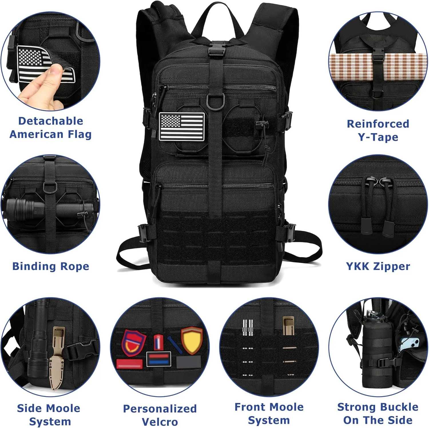 1050D Tactical Hydration Backpack with 3L Water Bladder, Military Molle Water Backpack for Men & Women, Hydration Pack for Hiking, Biking, Running, Climbing, Daily Use