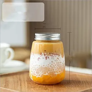 10pcs 250/350/420ml Transparent Plastic Milk Juice Storage Bottles Screw Cap Plug Cosmetic Beverage Bottles Kitchen Supplies (B)