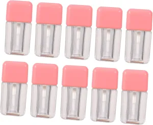 10pcs Mini Lip Gloss Tubes Refillable DIY Lipstick Bottles for Travel Craft Transparent Design for Easy Volume Monitoring Portable Cosmetic Containers with Brush