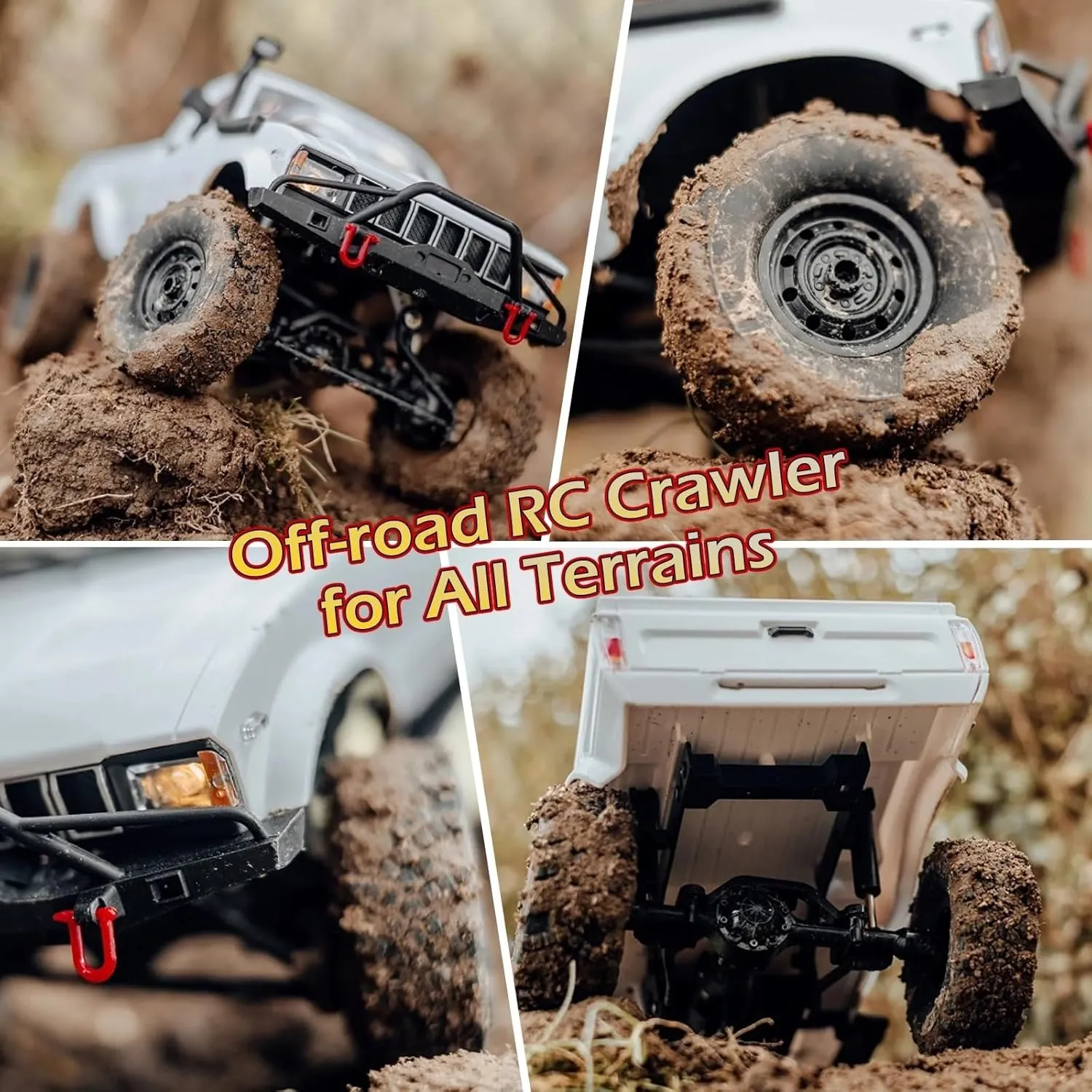 1/16 Scale RC Crawler, WPL C24-1 RC Truck RTR 4x4 Off-Road Pick-up Car 2.4GHz Remote Control RC Rock Crawler with Upgraded Battery & LED Lights