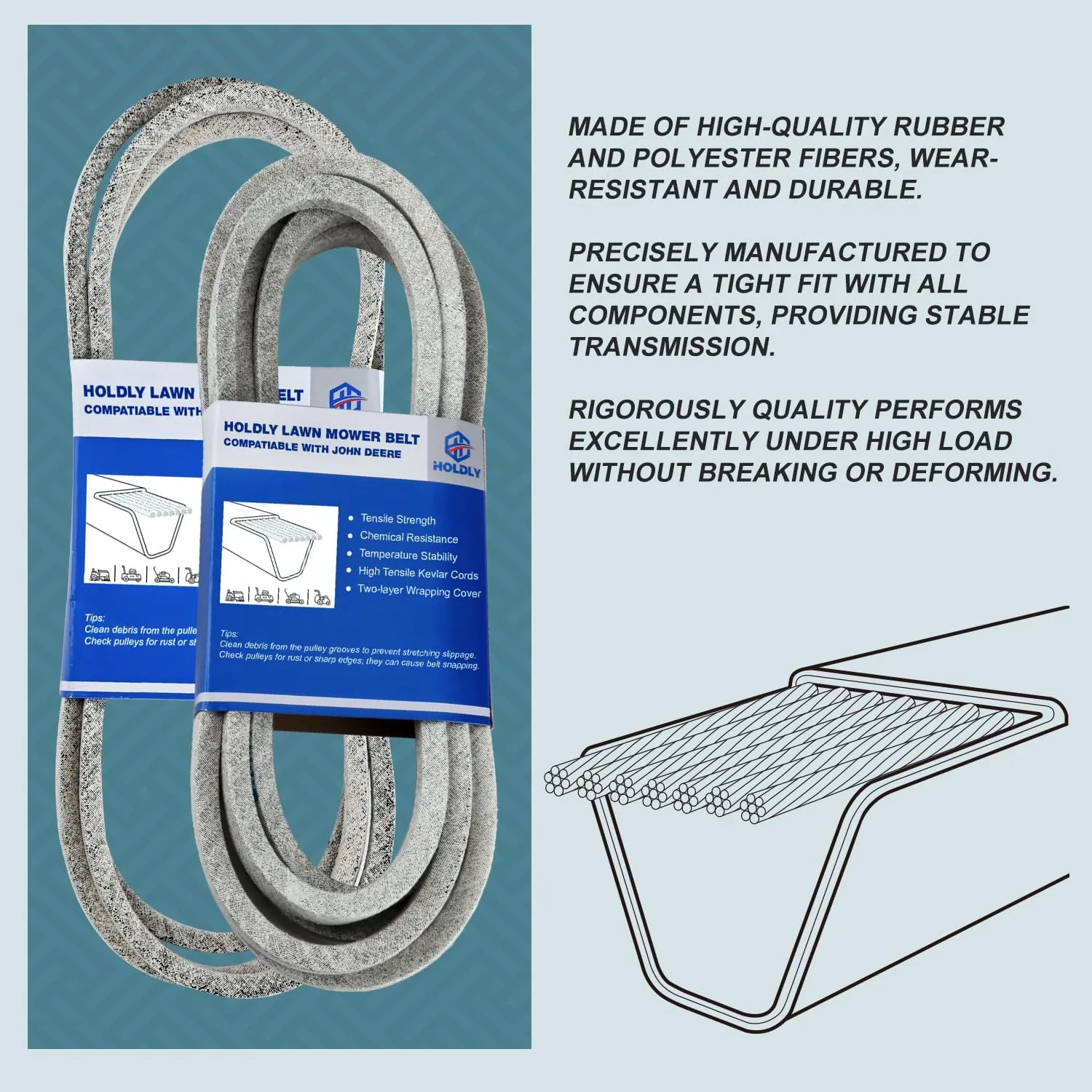 1/2 x 77'' Mower Deck Belt Replace for CUB-Cadet MTD Troy Bilt Bolens Yard Machine 754-04062 954-04062 Riding Mower 38 inch Deck Belt Kevlar Lawn Mower Belt (754-04062)