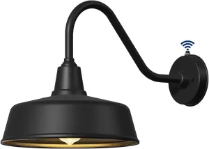 12.6 Inch Large Outdoor Gooseneck Barn Lights from Dusk to Dawn, Classic Black Farmhouse Lights Waterproof and Rustproof Porch Lights， for House, Garden, Garage, Patio.