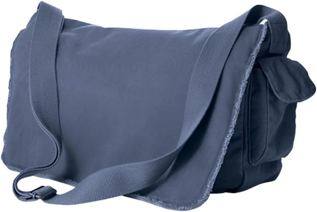 14 oz Pigment-Dyed Raw-Edge Enzyme-Washed Messenger Bag