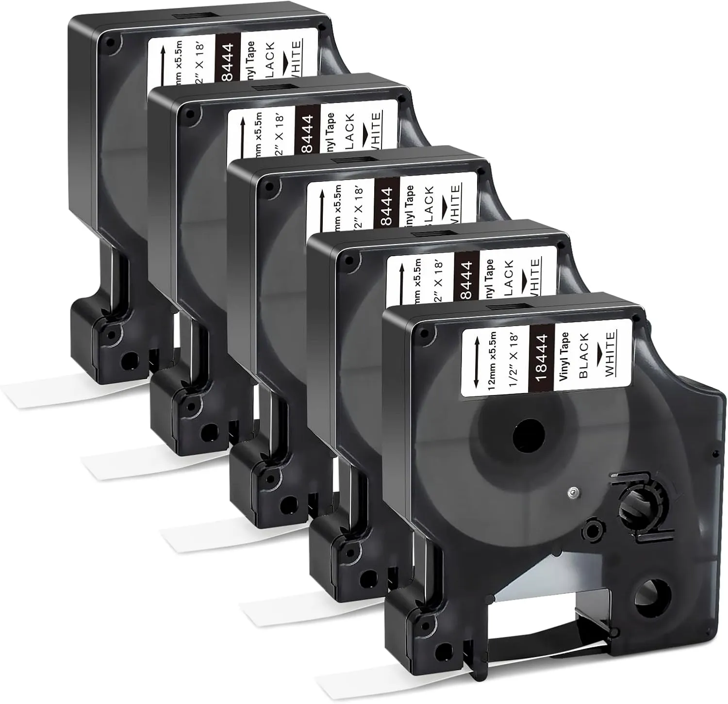 18444 Vinyl Label Tape Work with DYMO Rhino 4200 5200 Label Maker Replacement for Dymo 18444 Rhino Industrial Permanent Vinyl Industrial White 1/2"x18' Work with DYMO Rhino 5000 6000,5Packs