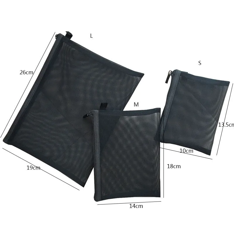 1PCS Women Necessary Cosmetic Bag Transparent Mesh Zipper Organizer Fashion Small Large Black Toiletry Bags Makeup Pouch Case