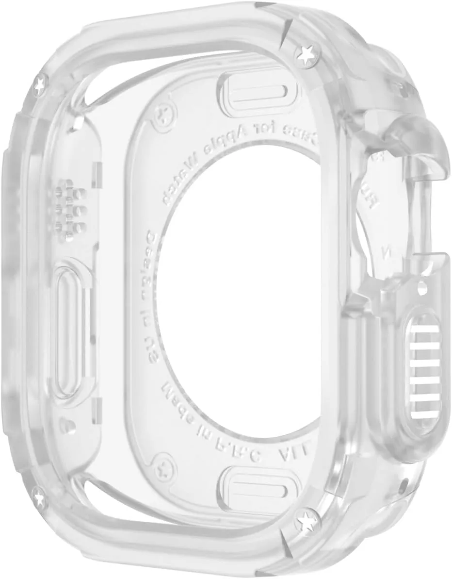 2 in 1 Case for Apple Watch Series 8/7/SE/6/5/4 Ultra 41mm 45mm 40mm 44mm 49mm TPU PC Shockproof Protector Bumper for iwatch(Transparent,41mm)