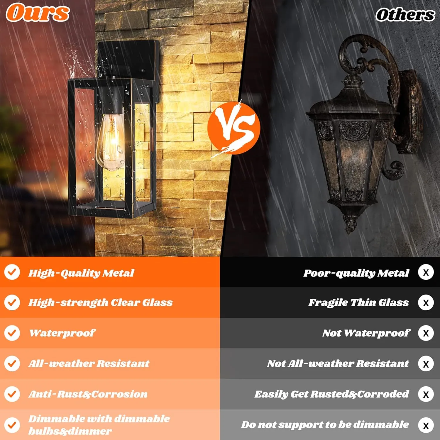 2-Pack Outdoor Lights for House, Waterproof Bronze Exterior Light Fixtures with Clear Glass, Anti-Rust Outside Wall Lanterns Sconces, Front Porch Lights for Garage Doorway, Bulbs Not Included