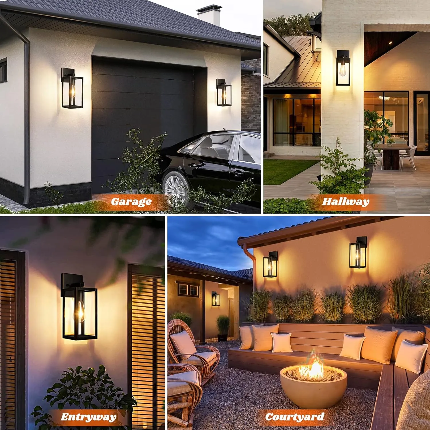 2-Pack Outdoor Lights for House, Waterproof Bronze Exterior Light Fixtures with Clear Glass, Anti-Rust Outside Wall Lanterns Sconces, Front Porch Lights for Garage Doorway, Bulbs Not Included