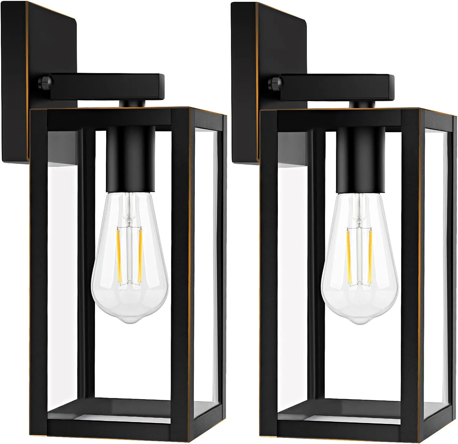 2-Pack Outdoor Lights for House, Waterproof Bronze Exterior Light Fixtures with Clear Glass, Anti-Rust Outside Wall Lanterns Sconces, Front Porch Lights for Garage Doorway, Bulbs Not Included