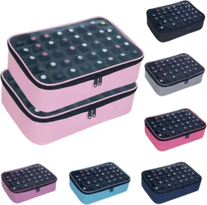 2 Pcs Small Clear Nail Polish Organizer Holds 80 bottles(15ml-0.5fl.oz) Nail Polish Case Multifunctional Nail Polish Bag Organizer, Cosmetic Travel Makeup Bags for Women Pink