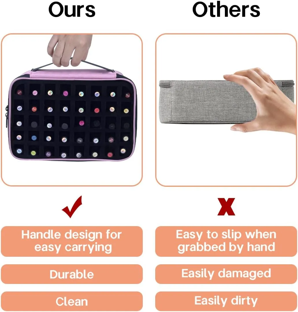 2 Pcs Small Clear Nail Polish Organizer Holds 80 bottles(15ml-0.5fl.oz) Nail Polish Case Multifunctional Nail Polish Bag Organizer, Cosmetic Travel Makeup Bags for Women Pink