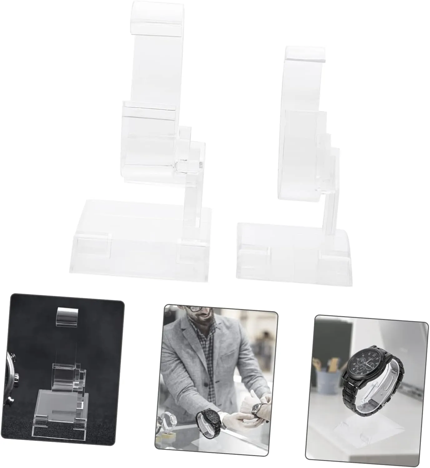 2 Pcs Transparent Watch Holder Acrylic Watch Men's Watches Watch Holder Base Bracelet Acrylic Stand Acrylic Display risers Jewelry Holder Showcase Men and Women Storage Rack fine