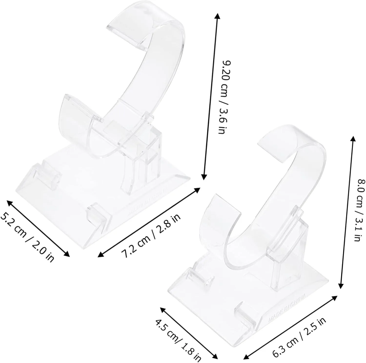 2 Pcs Transparent Watch Holder Acrylic Watch Men's Watches Watch Holder Base Bracelet Acrylic Stand Acrylic Display risers Jewelry Holder Showcase Men and Women Storage Rack fine