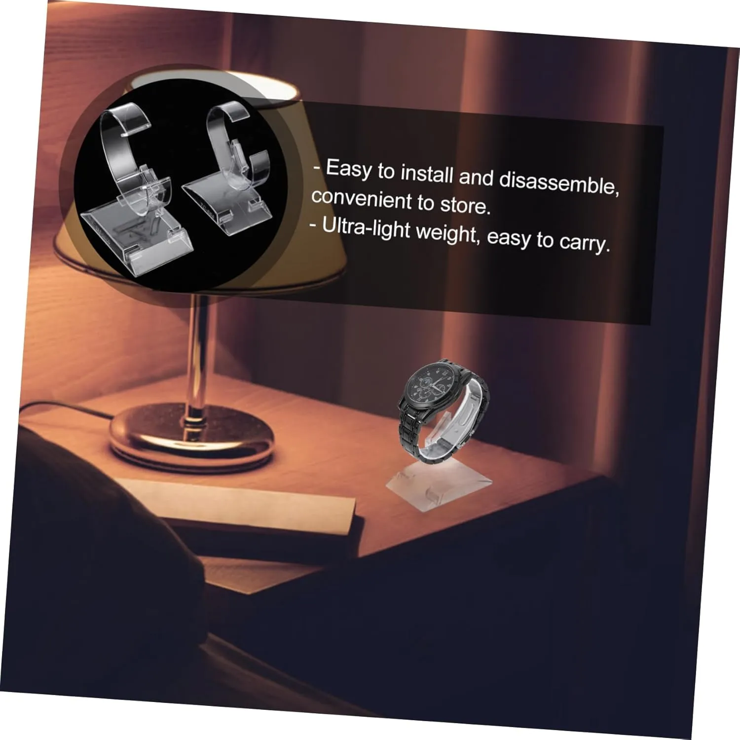 2 Pcs Transparent Watch Holder Acrylic Watch Men's Watches Watch Holder Base Bracelet Acrylic Stand Acrylic Display risers Jewelry Holder Showcase Men and Women Storage Rack fine