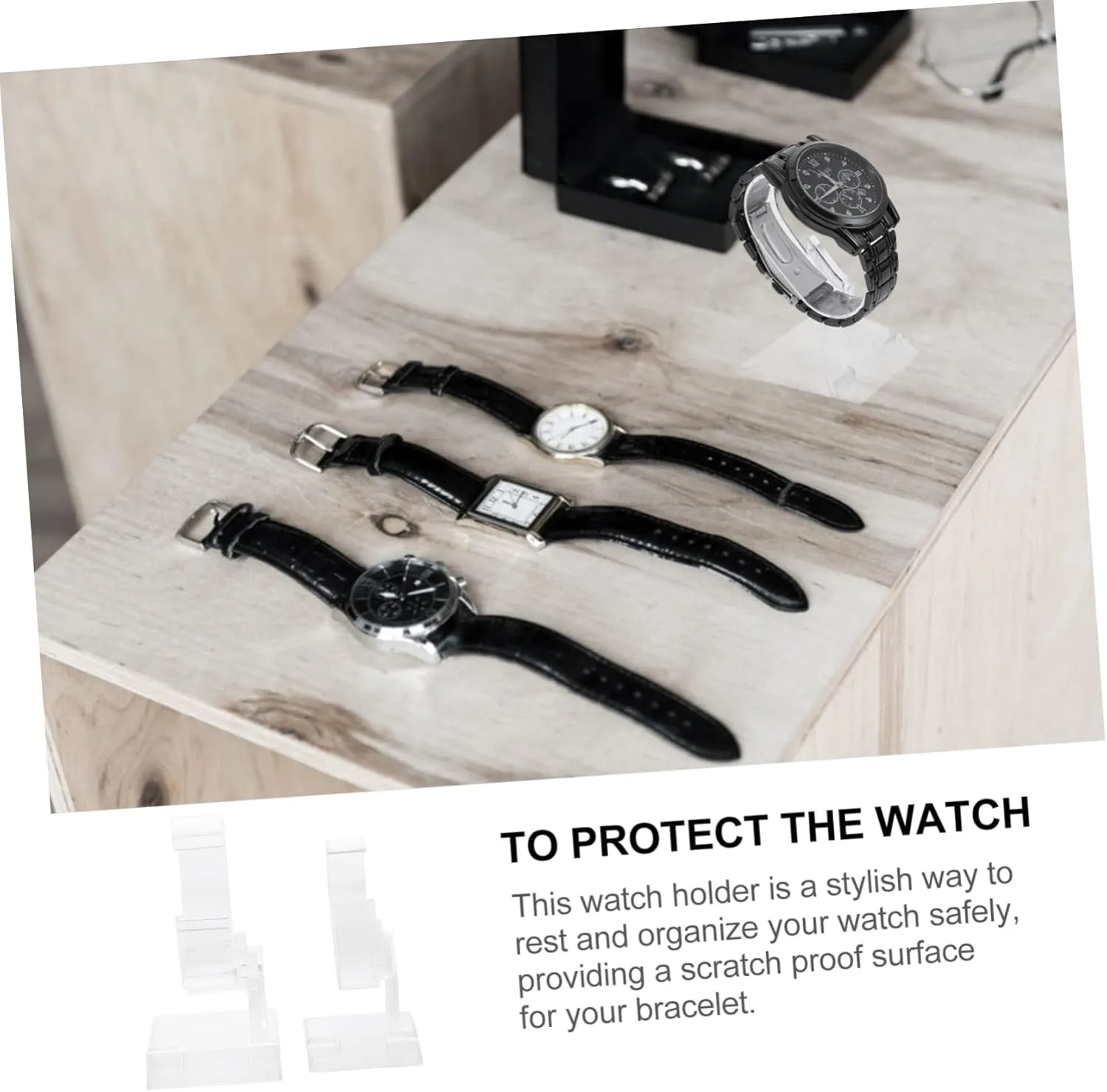 2 Pcs Transparent Watch Holder Acrylic Watch Men's Watches Watch Holder Base Bracelet Acrylic Stand Acrylic Display risers Jewelry Holder Showcase Men and Women Storage Rack fine