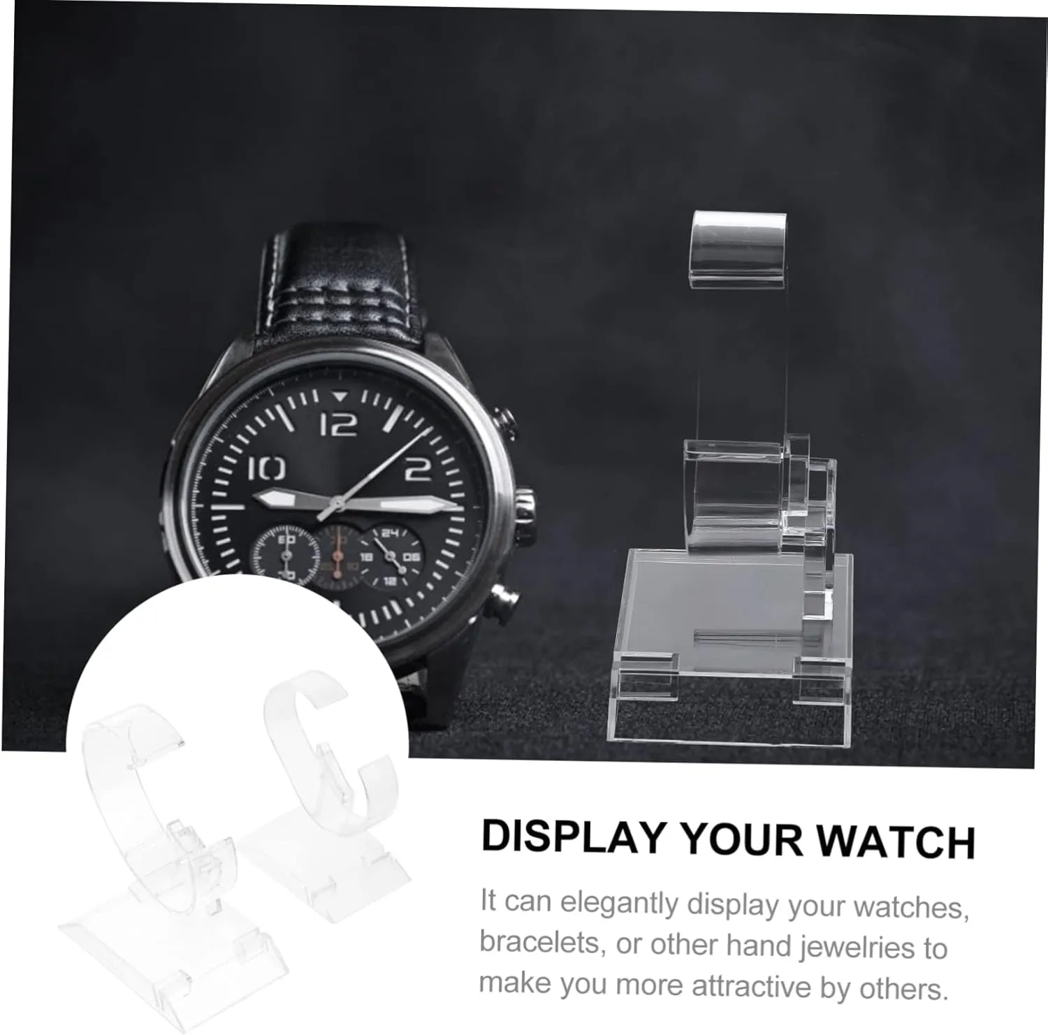 2 Pcs Transparent Watch Holder Acrylic Watch Men's Watches Watch Holder Base Bracelet Acrylic Stand Acrylic Display risers Jewelry Holder Showcase Men and Women Storage Rack fine