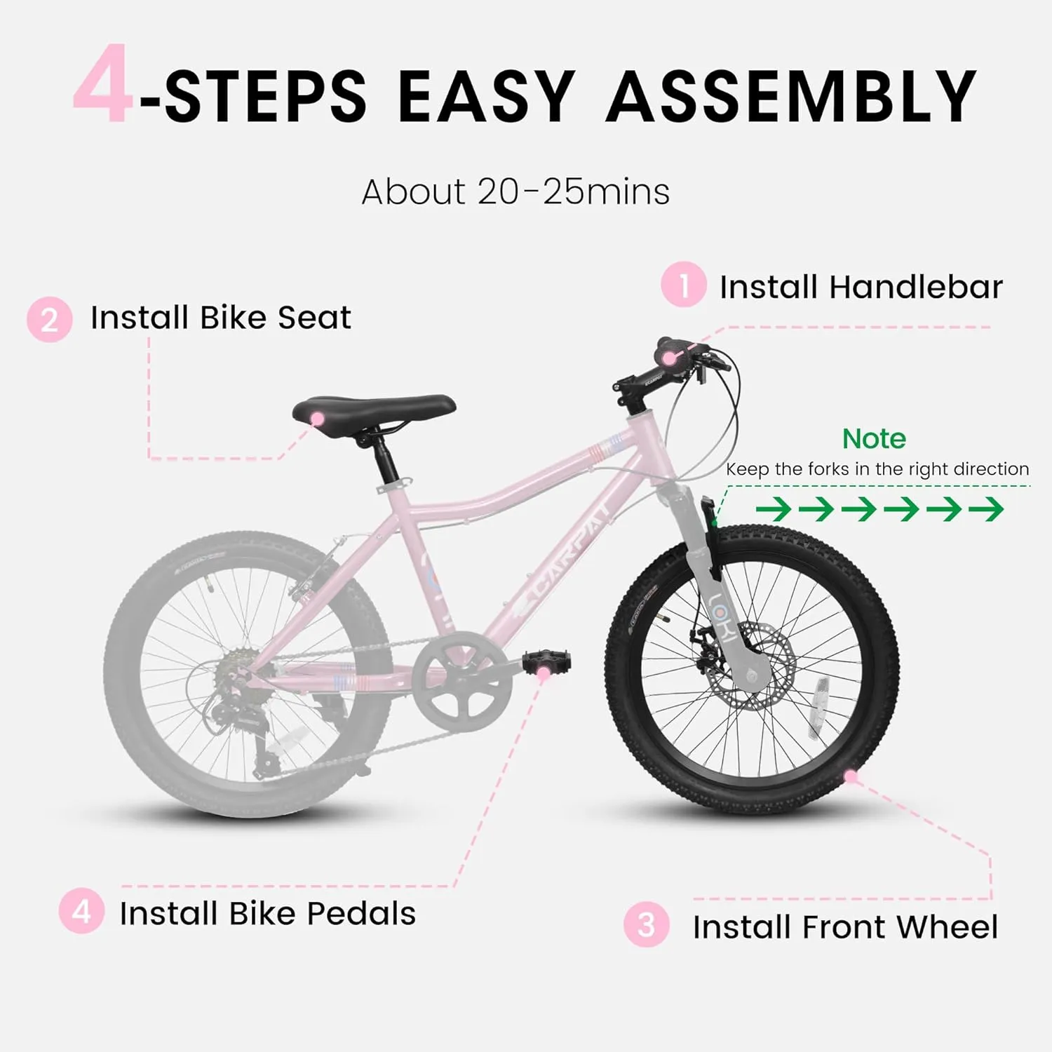 20 Inch Kids' Mountain Bike Ages 5-10, 7-Speed Children's Day Gifts Bicycles for Boys Girls Present, Outdoor Cycling City Bikes