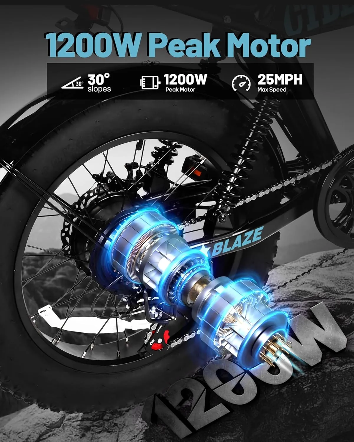 20"/16" Electric Bike,Peak 1500W/1200W, 48V 15.6Ah/10.4Ah Fat Tire All-Terrain Electric Motorcycle,Full Suspension,UL2849 Electric Dirt Bike for Adults on Mountains/Snow/Sandy