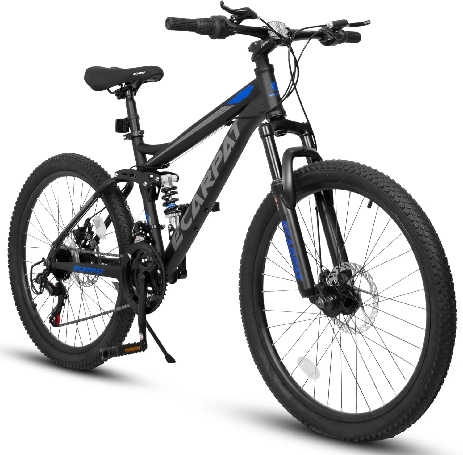 24-Inch Mountain Bike for Adults & Teens, 21-Speed with Disc Brakes & Front Suspension, High-Carbon Steel Frame - Unisex Design for Commuting, Trail Riding (Includes Tool Kit, Supports 250lbs)