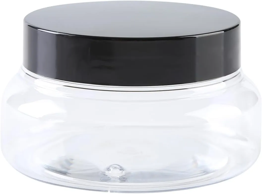 24 Pack 5 Oz Plastic Containers With Lids and Waterproof Label BPA Free - Refillable Transparent Cosmetic Containers for Body Butter,Sugar Scrubs,Cream,Lotions,Candy,Bath Salt (Clear, 5 oz)