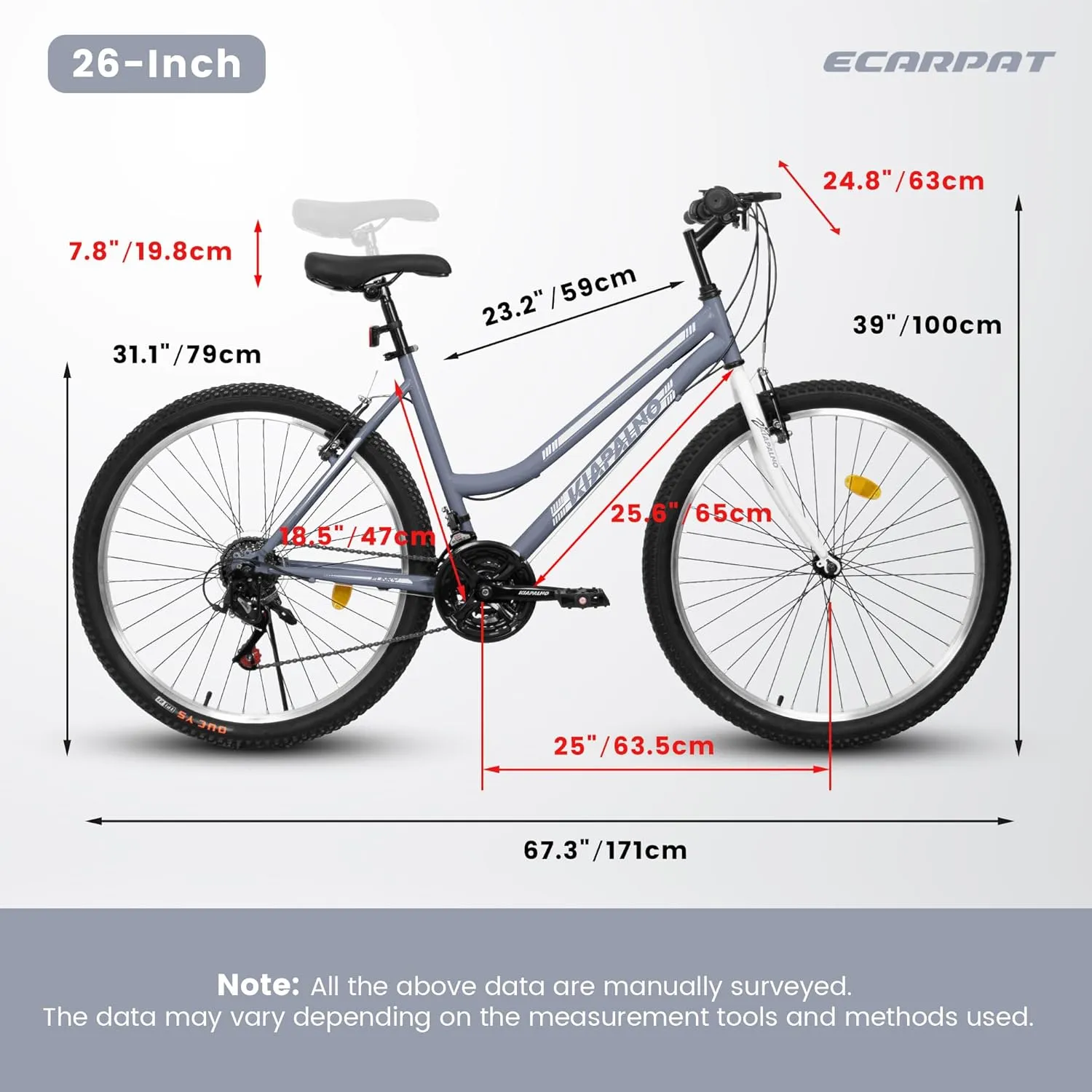 24/26/27.5 Inch, Dual Full Suspension Mountain Bike, 21 Speed Spring Summer Travel, Mens Womens Outdoor Cycling Commuting City Bike to School Work, Birthday Gifts Bicycles