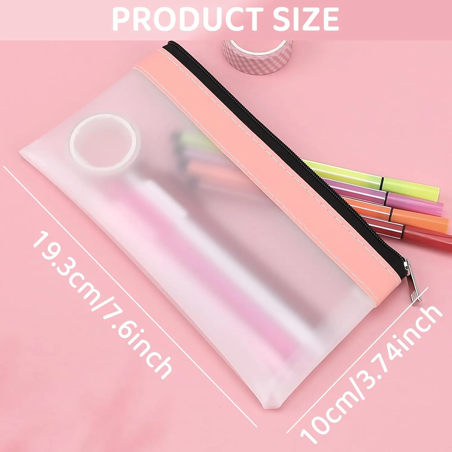 24PCS Clear Pencil Pouch, Pencil Case,Pen Holder with Zipper for Kids, Clear Travel Pouch, Pencil Pouch for Office School Supplies