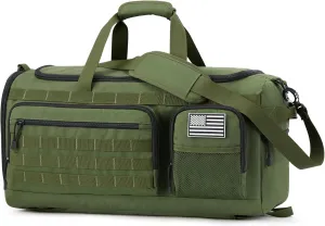 3-in-1 Tactical Travel Duffle Bag for Men and Women, Large 50L Military Duffle Weekender Bags Gym Backpack with Shoes Compartment and Wet Pocket (Green)