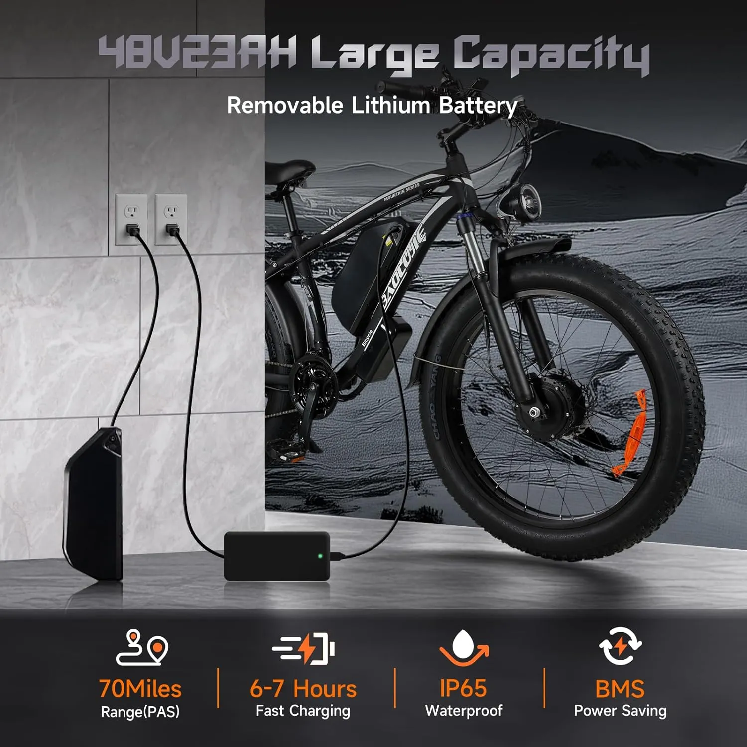 3000W Dual Motor Ebike for Adults, Full Suspension Electric Mountain Dirt Bike 26 * 4" Fat Tire Bicycle for Mountain, Snow, Forest, All Terrain