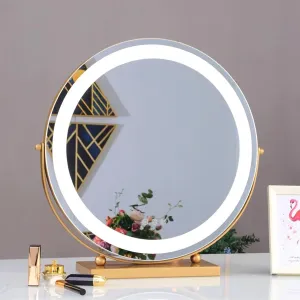 30cm 40cm 50cm Round Vanity Mirror, LED Lights, Smart Touch 360°Rotation, Round HD Lighted Mirror, 3 Colors Lighting Modes, Adjustable Brightness, Tabletop Cosmetic Mirror(Gold,30x33cm)