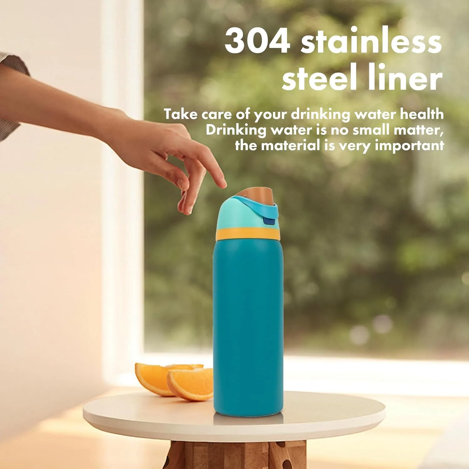 32oz Stainless Steel Insulated Water Bottle Bounce Lid Portable Travel Mug (Red)
