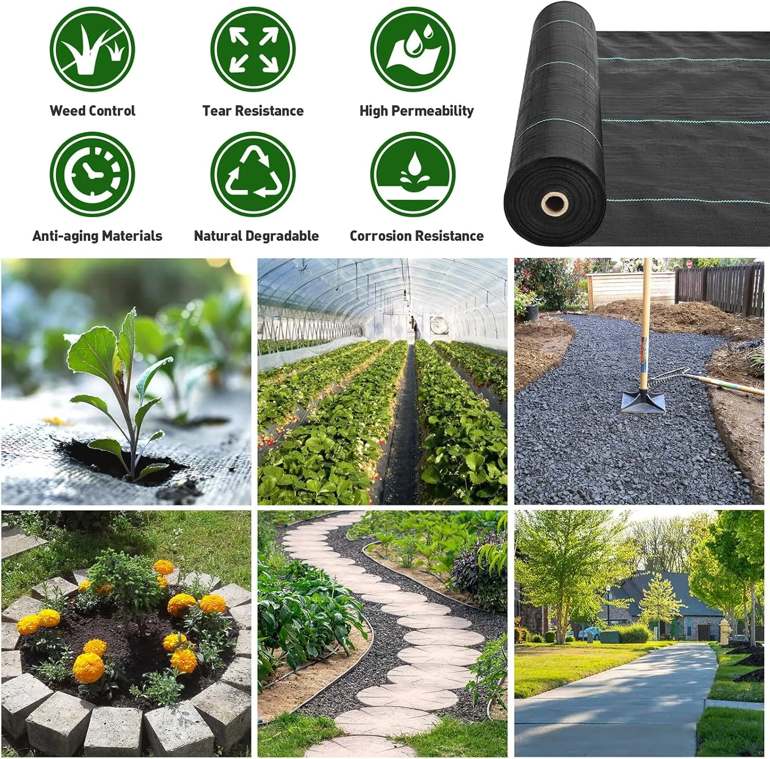 3FT x300FT Heavy Duty Weed Barrier Fabric - Woven Polypropylene Weed Control Ground Cloth for Landscaping | Superior Permeability, Tear-Resistant Landscape Fabric for Driveway, Gardens, Commercial Use