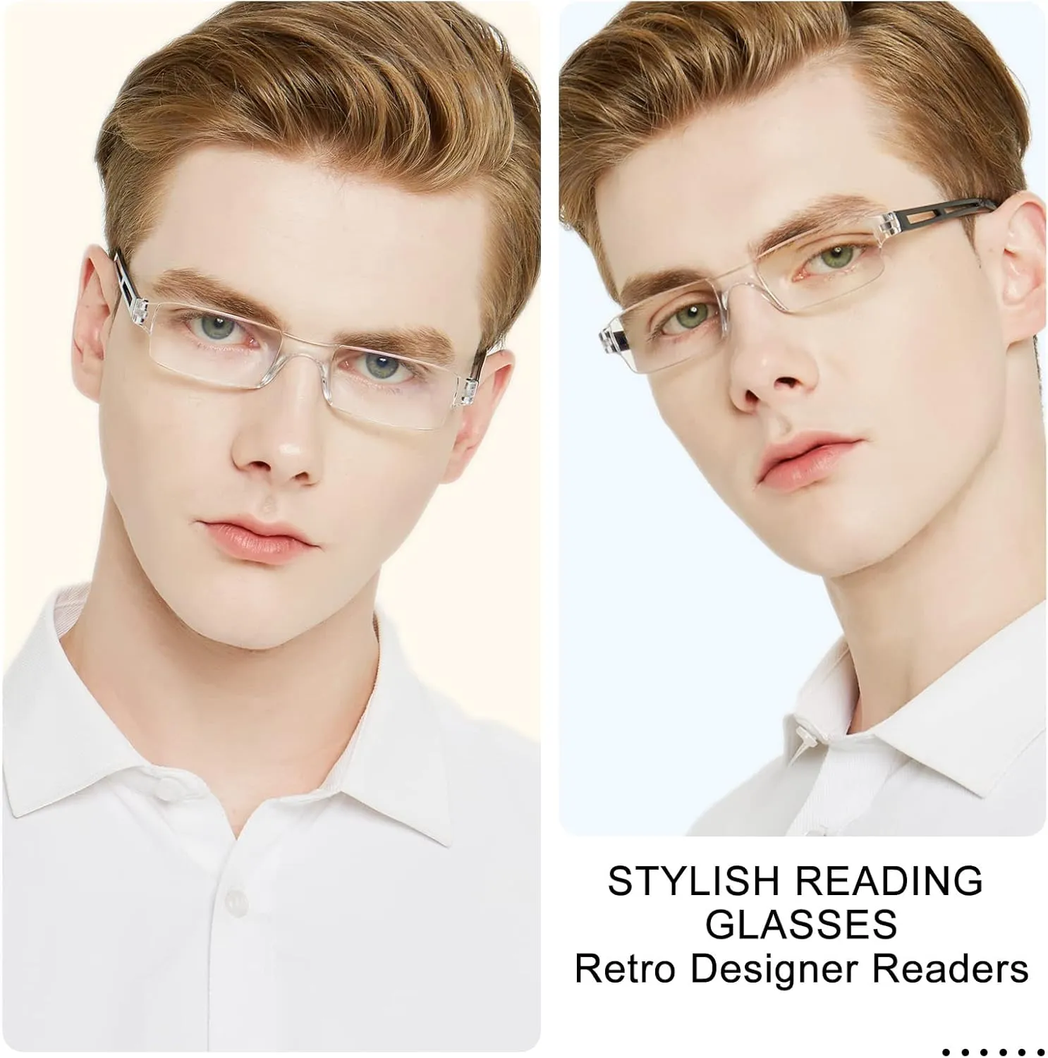 4 Pairs Reading Glasses Blue Light Blocking Glasses Computer Reading Glasses for Men Stylish Rectangle Men Eyewear Frame ( 1.00 Magnification 4 Colors