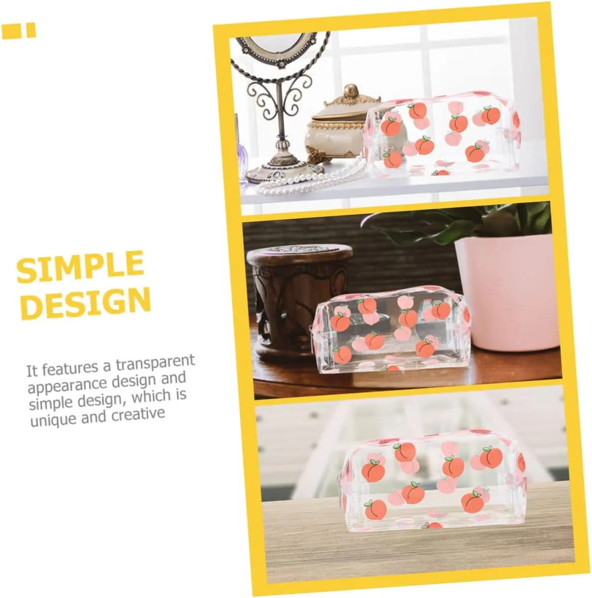 4 Pcs Transparent Cosmetic Bag Travel Makeup Bag Makeup Storage Container Girl South Korea Make up, As Shown 2x3pcs, 19x9cmx3pcs