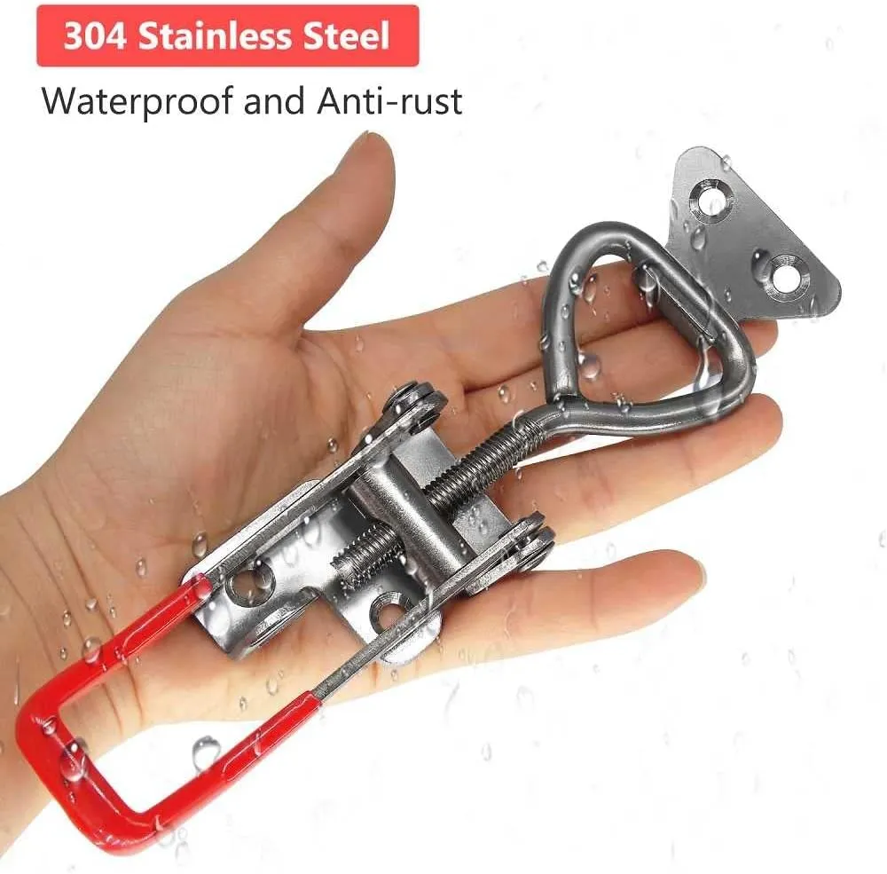 4003 Toggle Latch Clamp, 304 Stainless Steel Adjustable Toggle Latches With Lock Hole, 1320Lbs Holding Capacity Heavy Duty Toggle Clamp for Smoker Lid Jig, ToolBox Case, 2pack