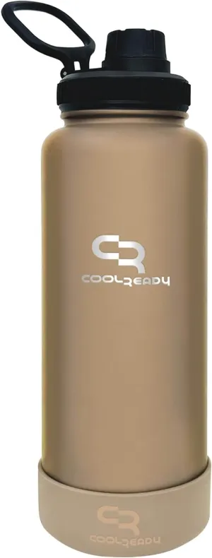 40oz Gold Double Walled Insulated Stainless Steel Water Bottle with Straw Lid, Chug Lid, Silicon Boot, Wide Mouth, Workout Bottle for Men and Women