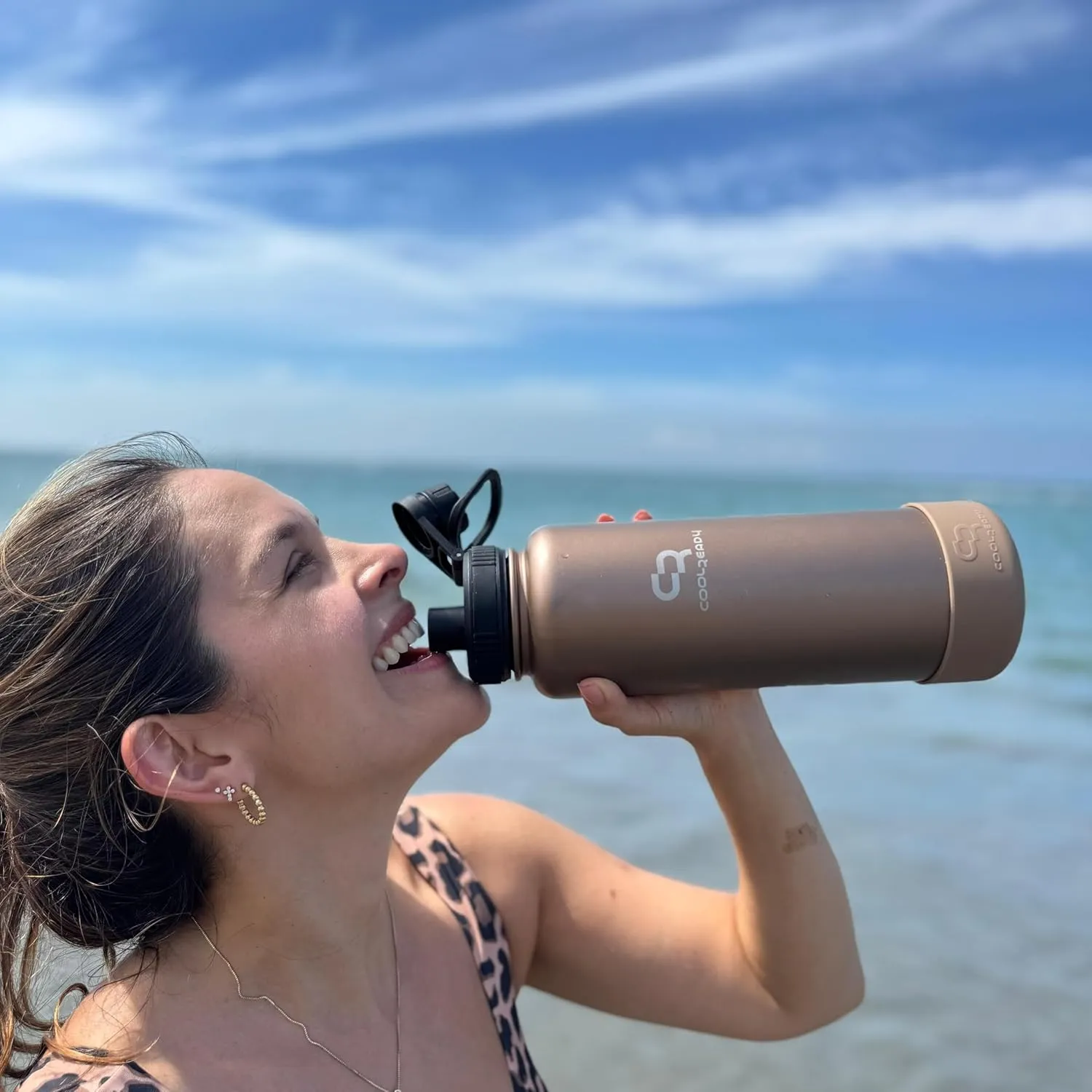 40oz Gold Double Walled Insulated Stainless Steel Water Bottle with Straw Lid, Chug Lid, Silicon Boot, Wide Mouth, Workout Bottle for Men and Women