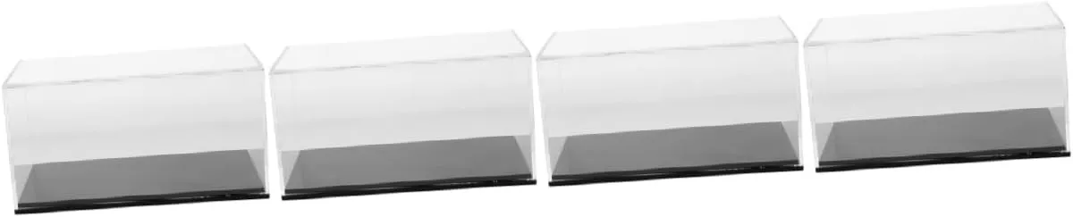 4pcs Cartoon Car Model Display Box Transparent Vehicle Collectible Case for Toy Cars Showcase Figures Landscapes Collectibles for Exhibition