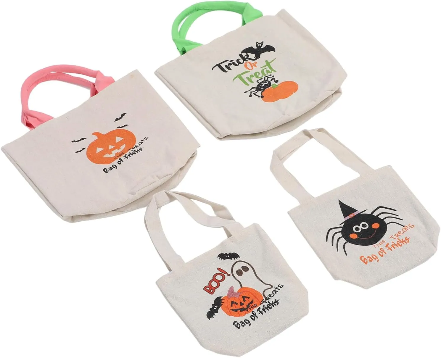 4Pcs Trick Or Treat Canvas Tote Bag Candies Snacks Single Shoulder Handbag Party Gift Bag