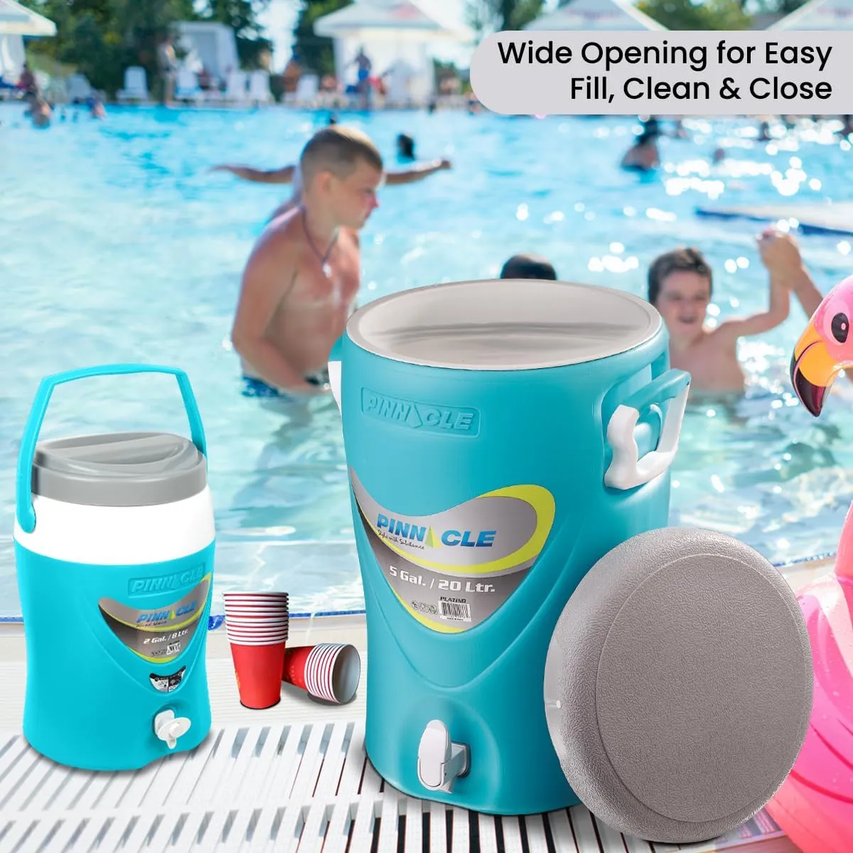 5-Gallon Water Jug and 2-Gallon Gallon Water Bottle Set – Insulated Beverage Cooler Dispenser with Pull Tap Spout – Leakproof and Portable Sports Water Jug – Ideal for Camping, Outdoor, Party, Sports