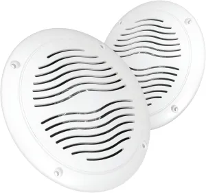 5-inch Water Resistant Outdoor Speakers, Dual Cone, 25W Peak Power, Marine and RV Compatible (White)