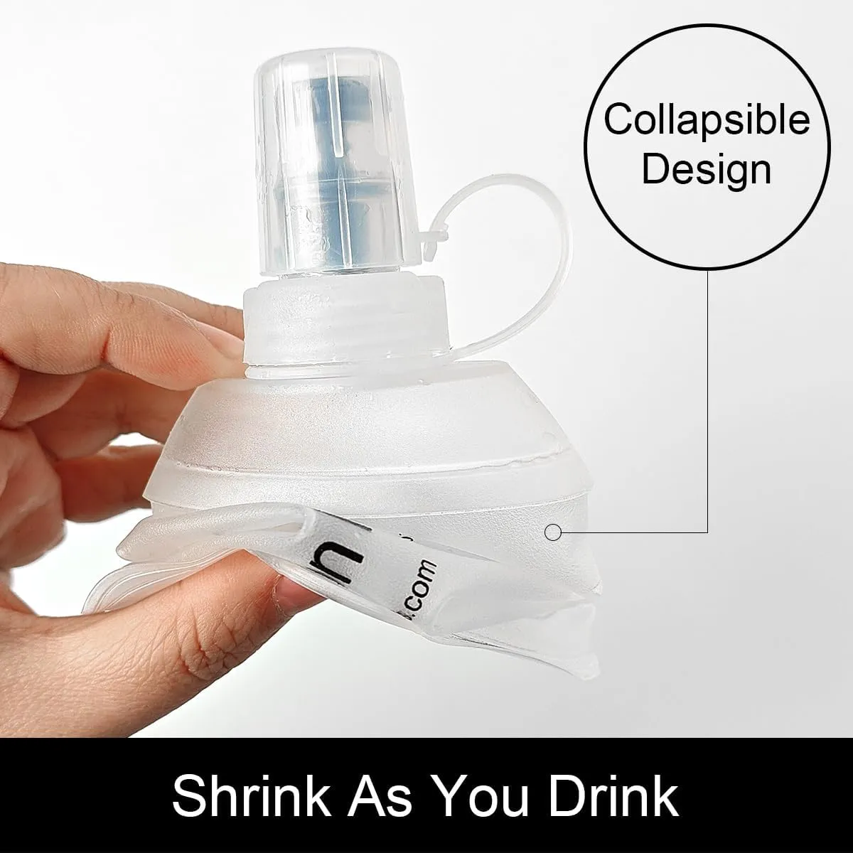 500ml Soft Flask, TPU Collapsible Soft Water Bottle for Hydration Pack, Running Vest, Folding Water Bottle for Hiking Cycling Climbing-2Pcs, White