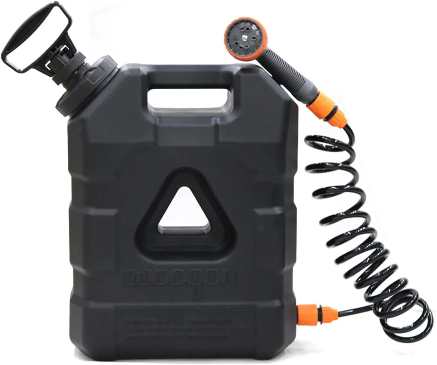 5.5 Gallon Portable Water Tank with Pump and 8 Modes Sprayer, Emergency Water Container for Camping Shower Off Road Shower Outdoor Hiking Picnic, Black