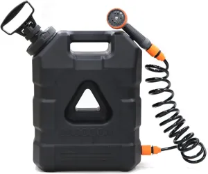 5.5 Gallon Portable Water Tank with Pump and 8 Modes Sprayer, Emergency Water Container for Camping Shower Off Road Shower Outdoor Hiking Picnic, Black
