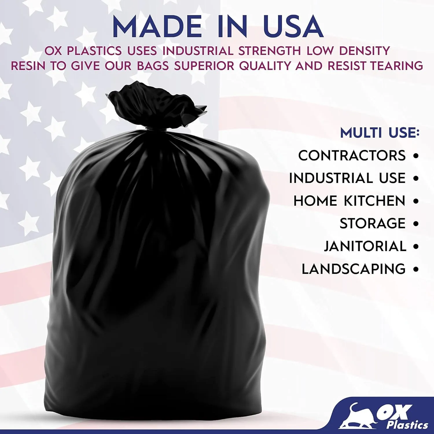 60 Gallon Trash Can Liners Bags - (100 Count) Capacity & 3mil Thick Extra Heavy Duty Strength - Large Garbage, Leak-Proof & Durable Bags Black